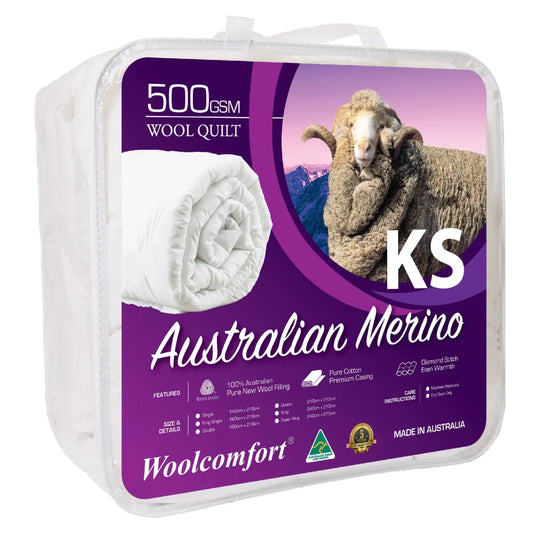 Woolcomfort Merino Wool Quilt Australian Made 500GSM King