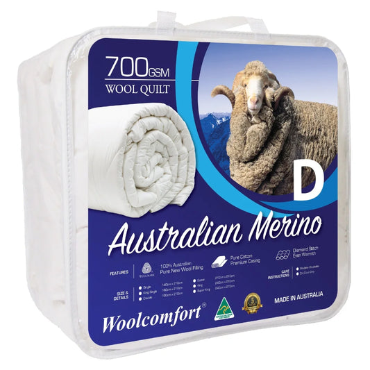 Woolcomfort Merino Wool Quilt Australian Made 700GSM Double