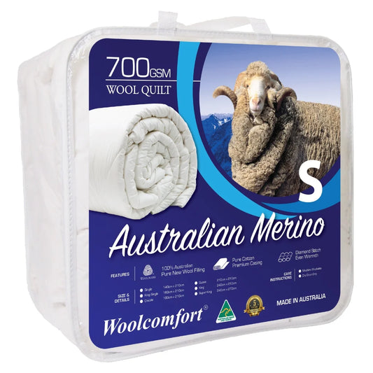 Woolcomfort Merino Wool Quilt Australian Made 700GSM Single