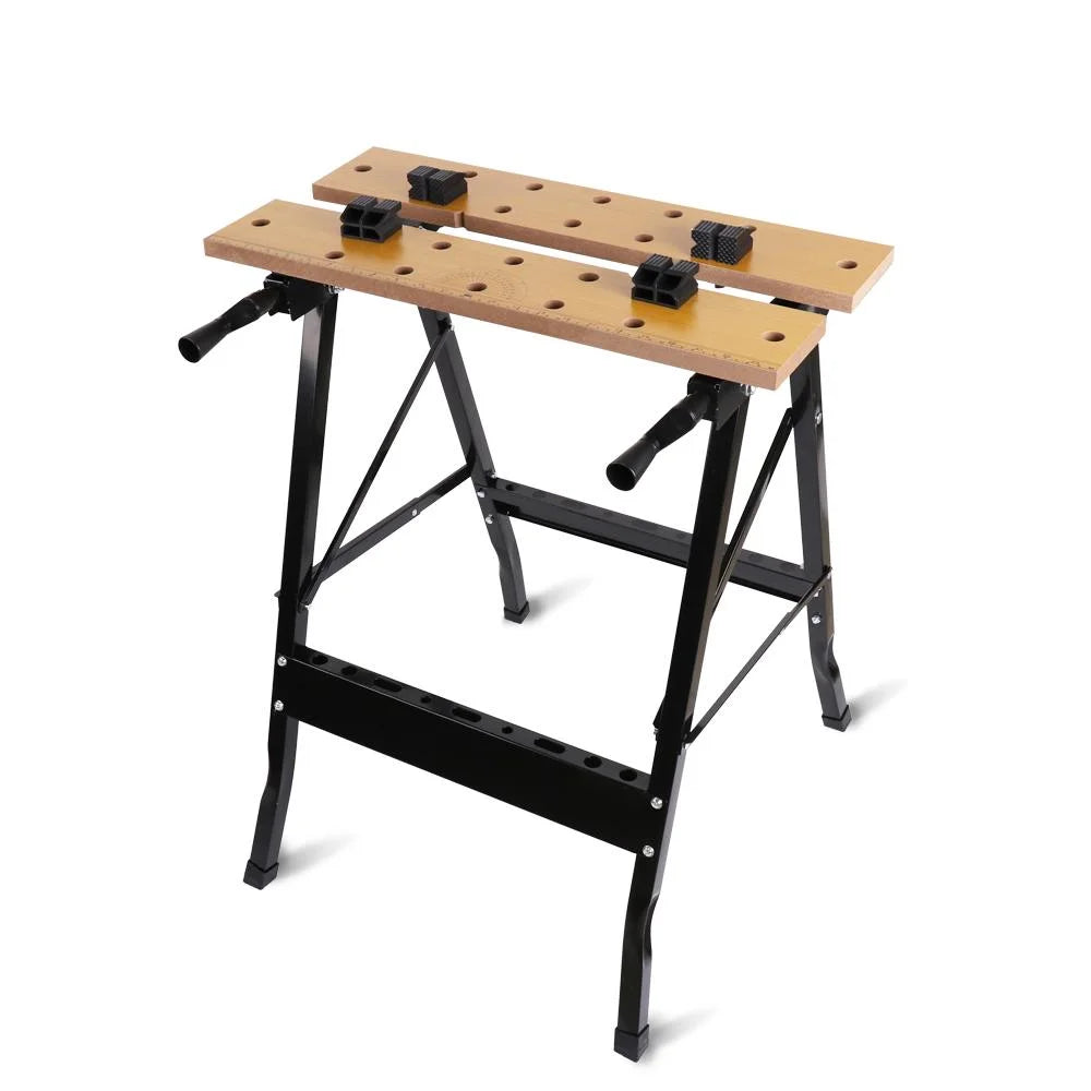 Work Bench Foldable Sawhorse Garage Trestle Wood Cutting