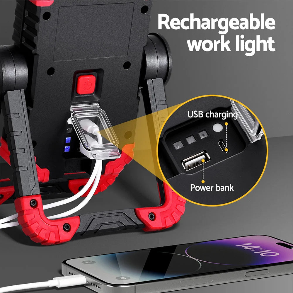 Work light rechargeable with boxed accessories and matching pieces