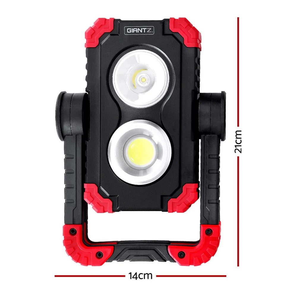Work light rechargeable with storage shelves and support legs