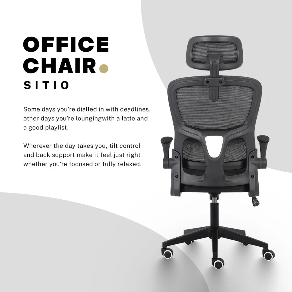 Work Office Chair - Lumber Support Flip-up Armrest