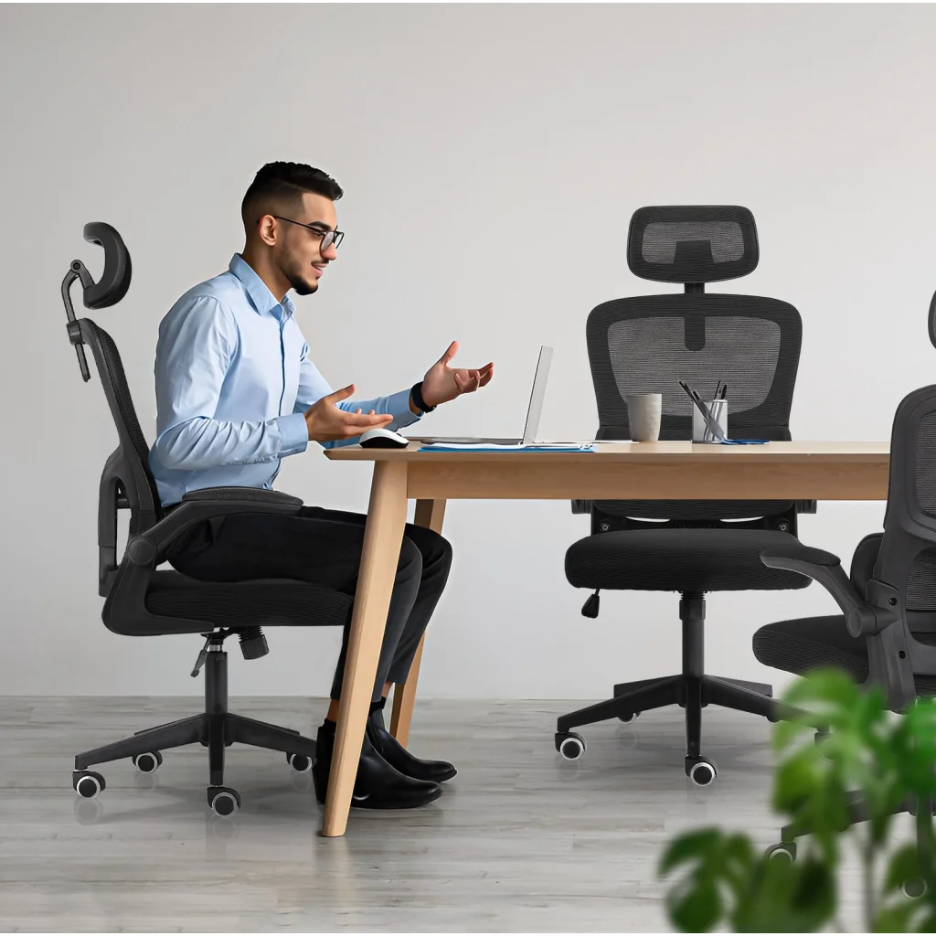 Work Office Chair - Lumber Support Flip-up Armrest