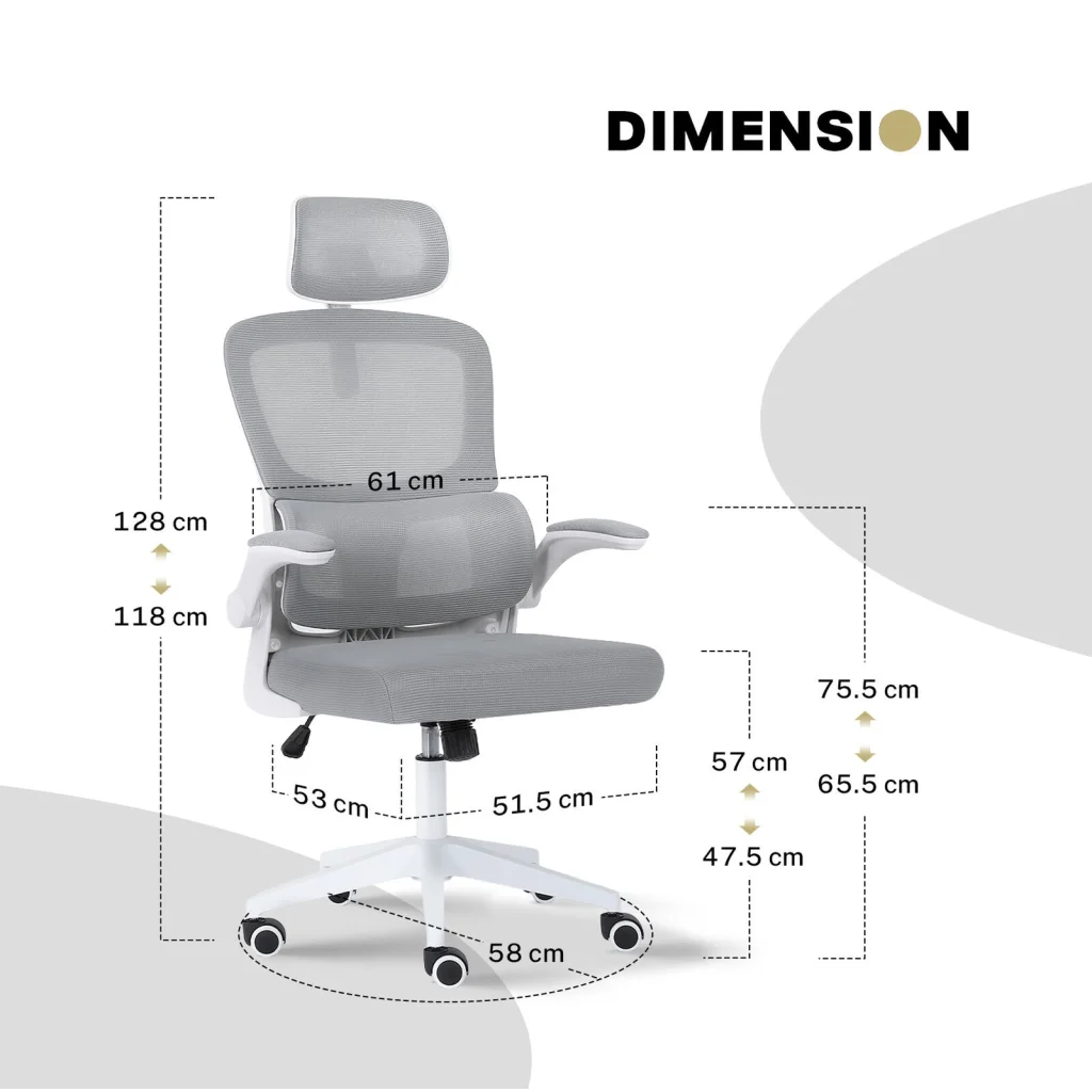 Work Office Chair - Lumber Support Flip-up Armrest