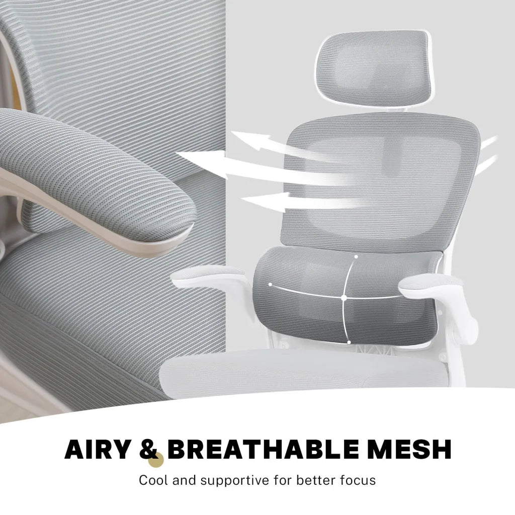 Work Office Chair - Lumber Support Flip-up Armrest