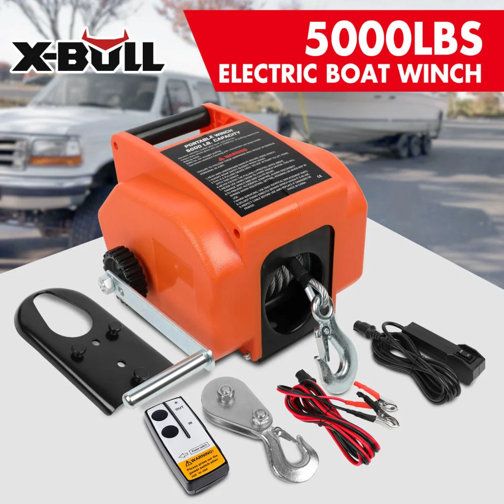 X-BULL 12V Electric Boat Winch 5000LBS Portable Wireless