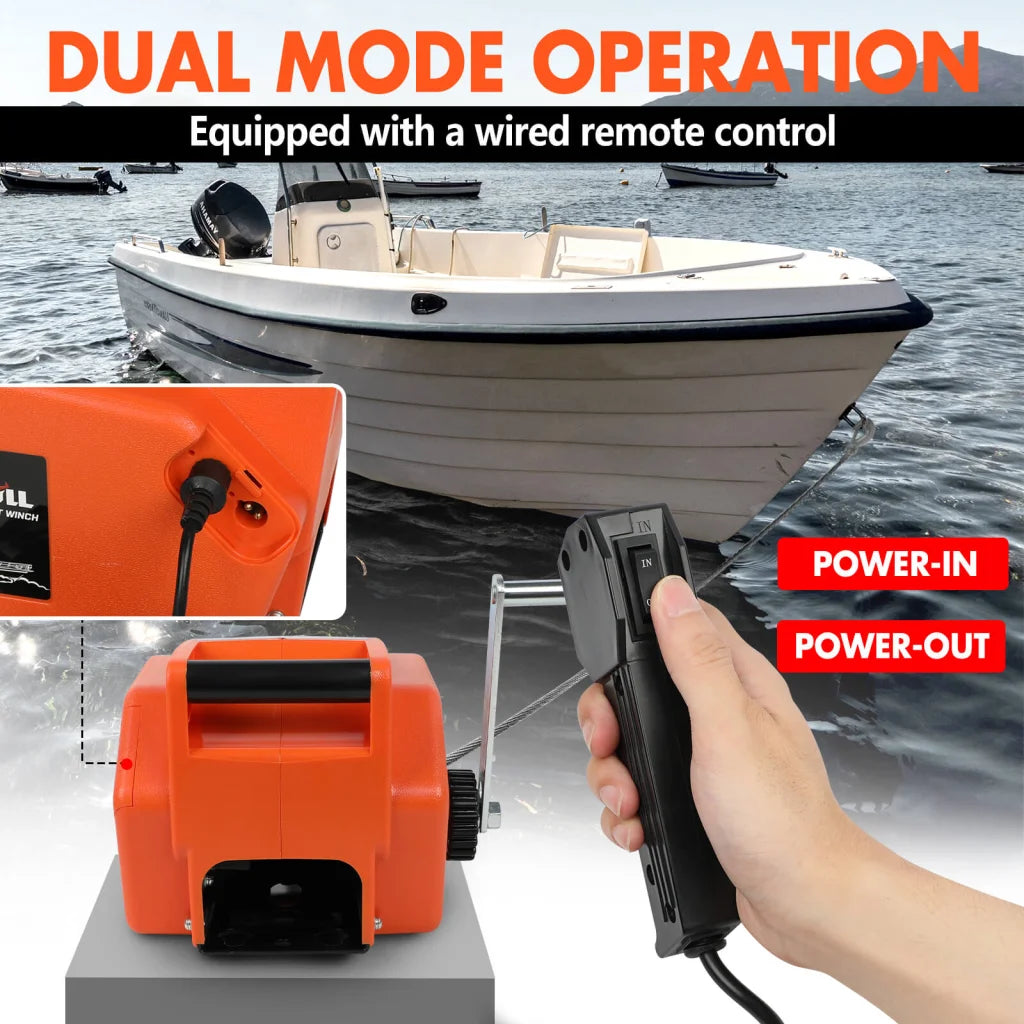 X-BULL 12V Electric Boat Winch 5000LBS Portable Wireless