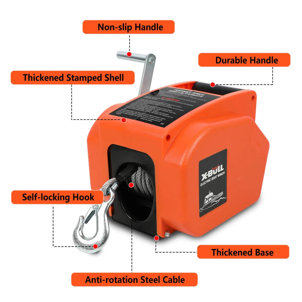 X-BULL 12V Electric Boat Winch 5000LBS Portable Wireless