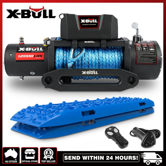 X-BULL 12V Electric Winch 12000LBS 4WD synthetic rope/2PCS