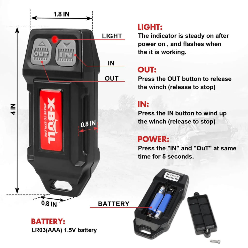 X-BULL 12V Winch Remote Control Twin Handset Easy
