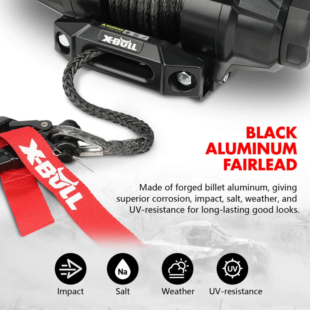 X-BULL 5000LBS Electric Winch 12V Synthetic Rope ATV UTV