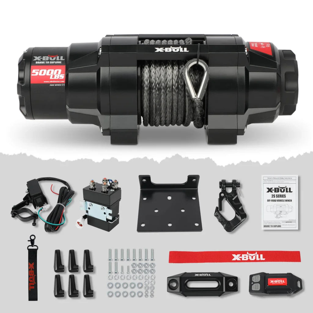 X-BULL 5000LBS Electric Winch 12V Synthetic Rope ATV UTV