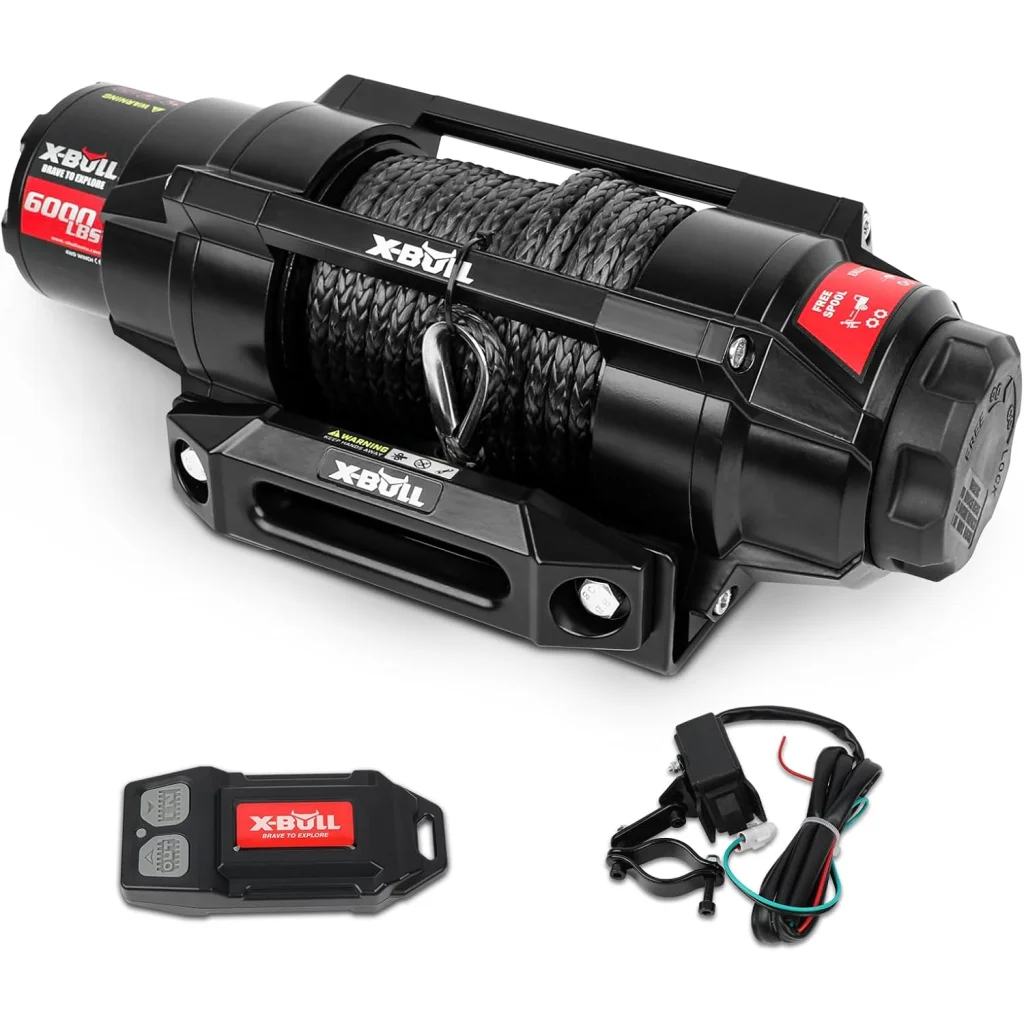 X-BULL 6000lbs Electric Winch 12V Synthetic Rope Towing