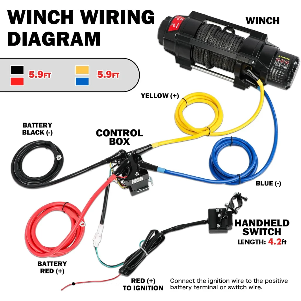 X-BULL 6000lbs Electric Winch 12V Synthetic Rope Towing