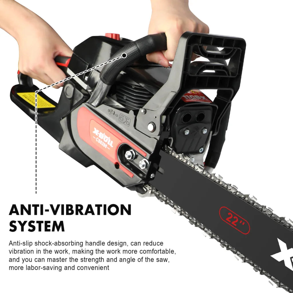X-BULL 62cc Chainsaw Petrol Commercial 22’’ Bar E-Start
