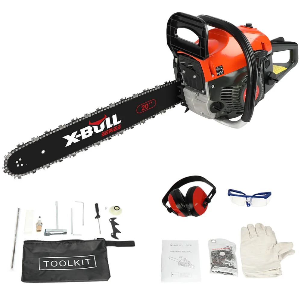 X-BULL Chainsaw Petrol Commercial 62cc 20’’ Bar E-Start
