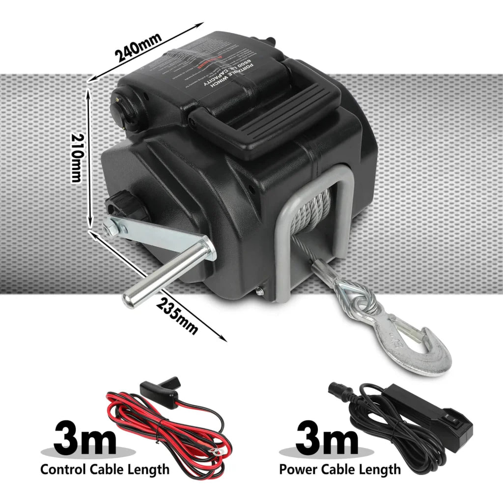 X-BULL Electric Boat Winch 12V 6500LBS Portable Detachable