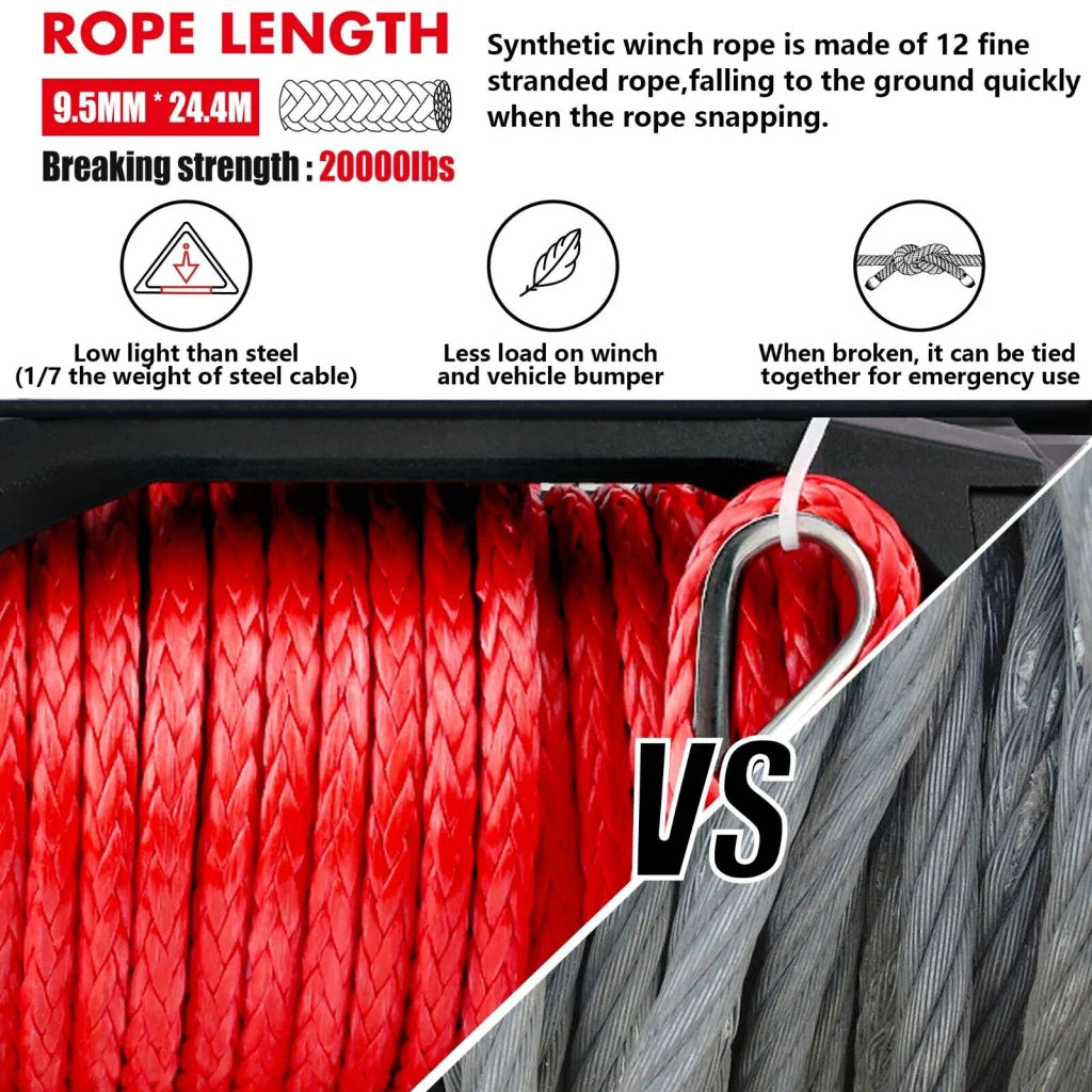 X-BULL Electric Winch 12V 14500LBS Synthetic Rope Wireless