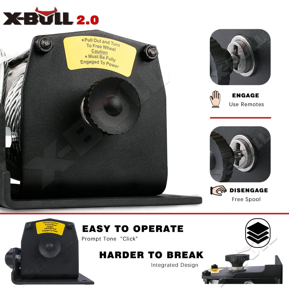 X-BULL Electric Winch 12V 3000LBS Steel Cable Wireless