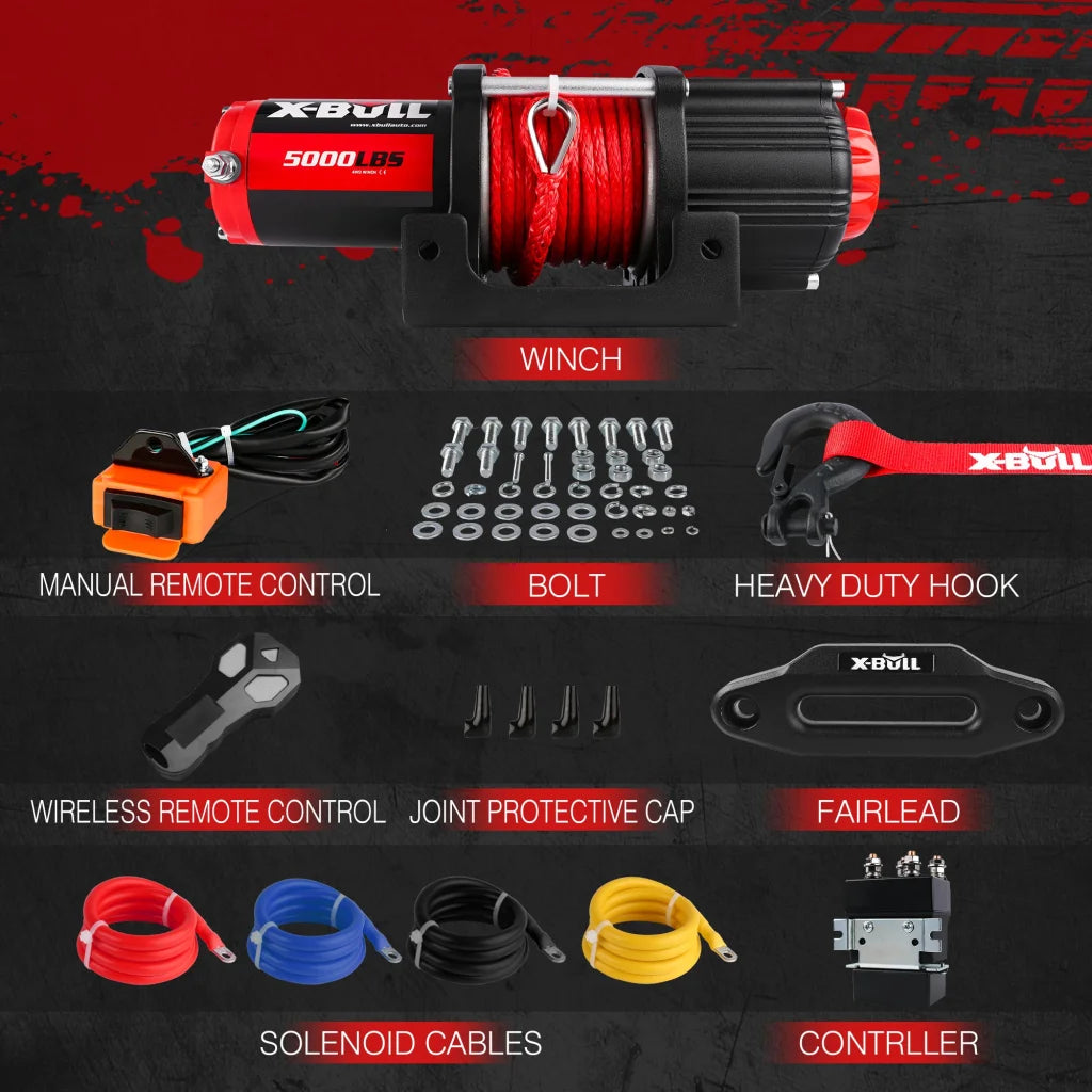 X-BULL Electric Winch 12V 5000LBS Synthetic Rope Wireless