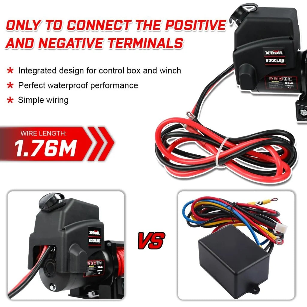 X-BULL Electric Winch 12V 6000LBS Synthetic Rope Wireless