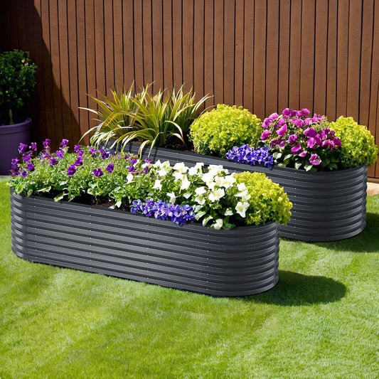 x2 Green Fingers Raised Garden Bed Kit Planter Oval