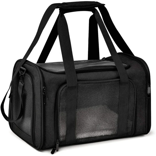 XL Black Portable Foldable Pet Carrier Bag - Large Capacity