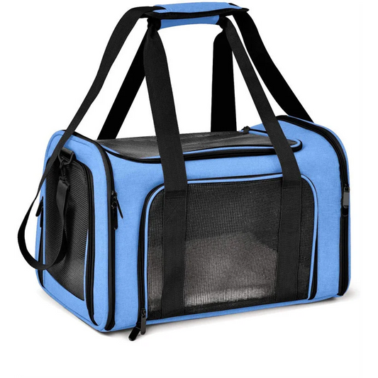 XL Blue Portable Foldable Pet Carrier Bag - Large Capacity