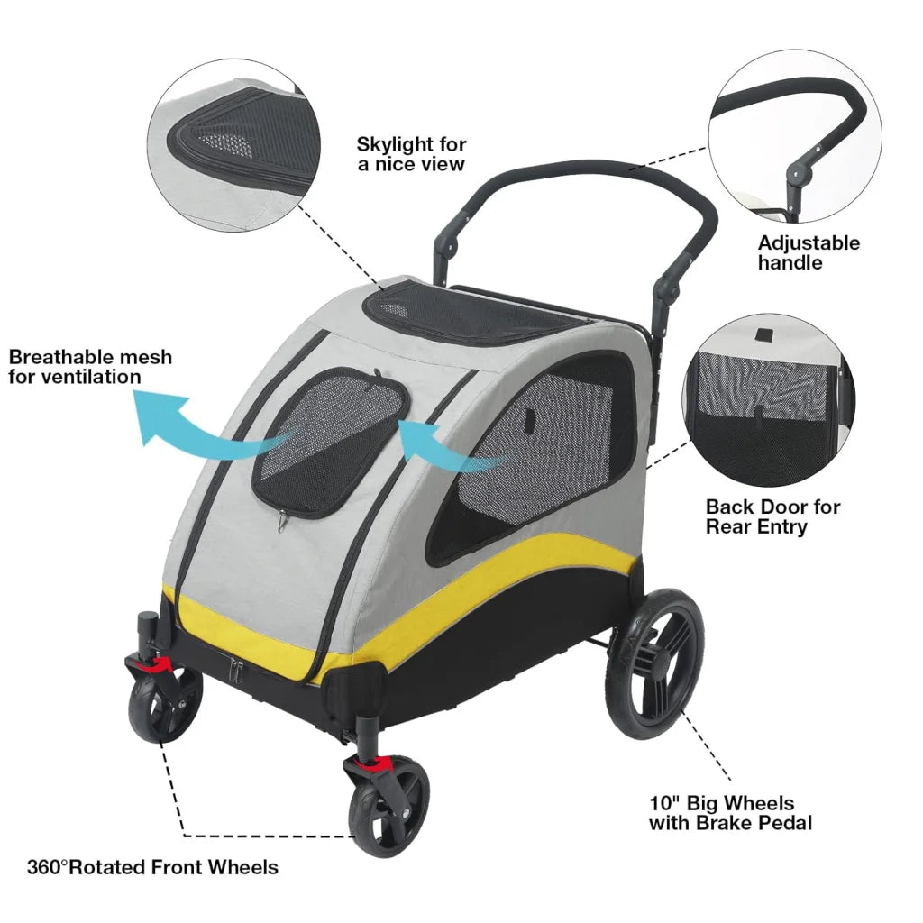 XL Dog Stroller Pet Pushchair Foldable Travel Cart