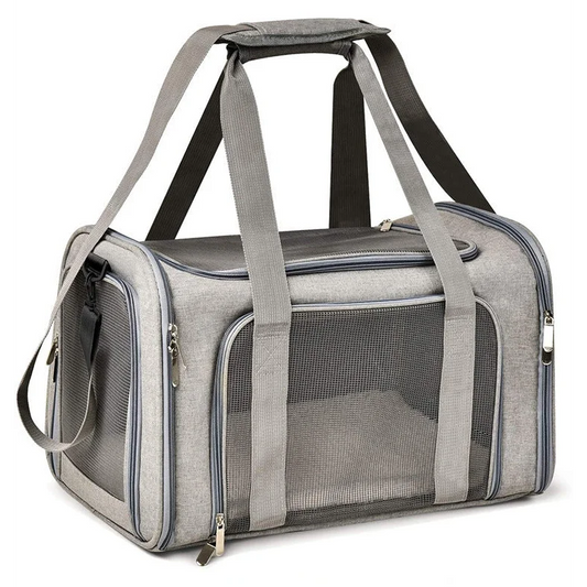 XL Grey Portable Foldable Pet Carrier Bag - Large Capacity