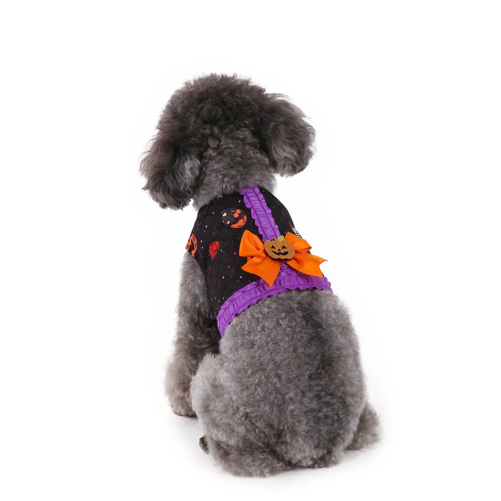 XS Halloween Pumpkin Dog Harness Dress - Festive Costume