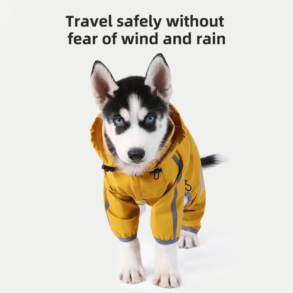 XXL Bright Yellow And Gray Trim Waterproof Four-Legged Dog
