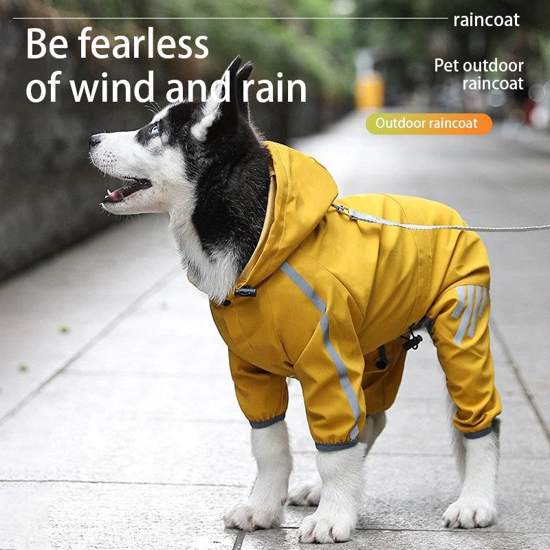 XXL Bright Yellow And Gray Trim Waterproof Four-Legged Dog