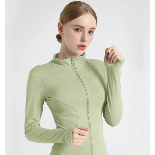 XXL Green High-Stretch Slim Fit Yoga Jacket - Full Zip