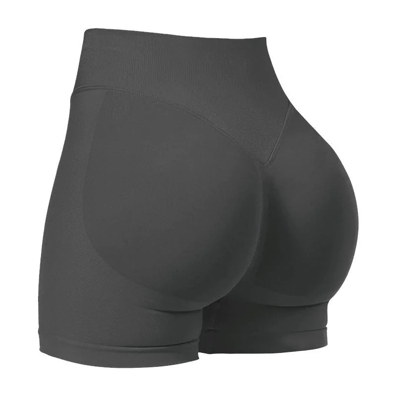 XXL Grey High-Elastic Hip Yoga Shorts - Seamless