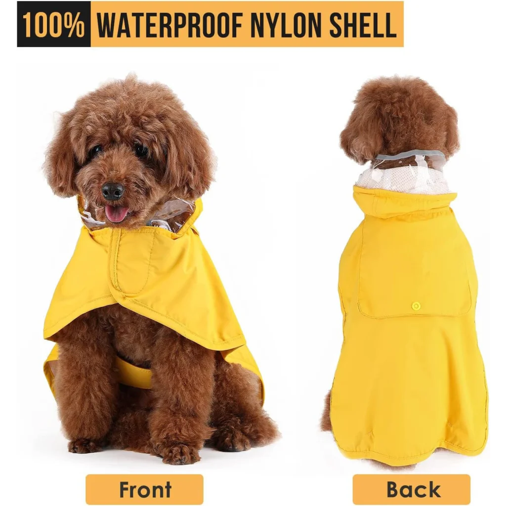 XXL Yellow Reflective Adjustable Pet Raincoat with Hood
