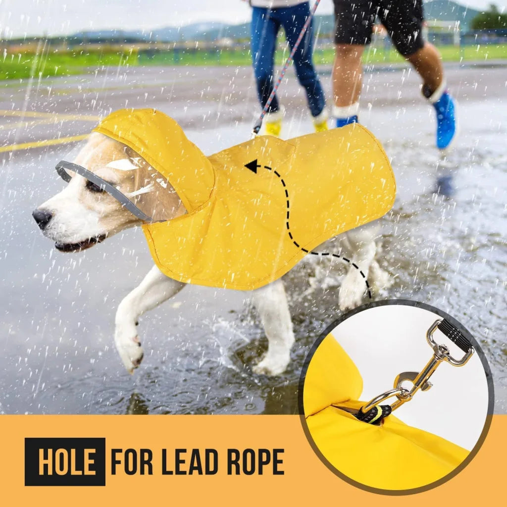XXL Yellow Reflective Adjustable Pet Raincoat with Hood