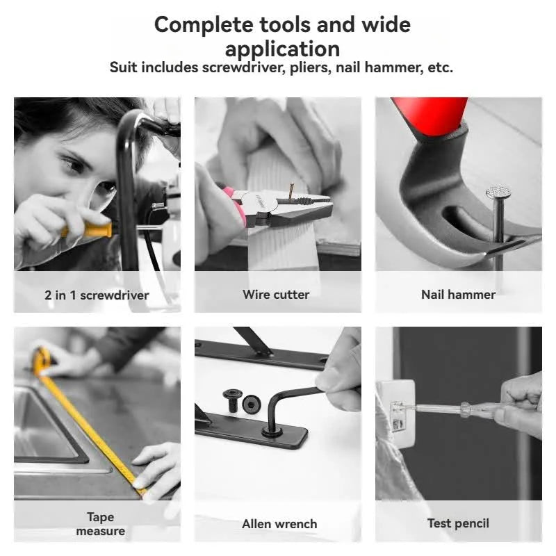 Yellow 24-Piece Household Tool Set Complete Home Repair Kit