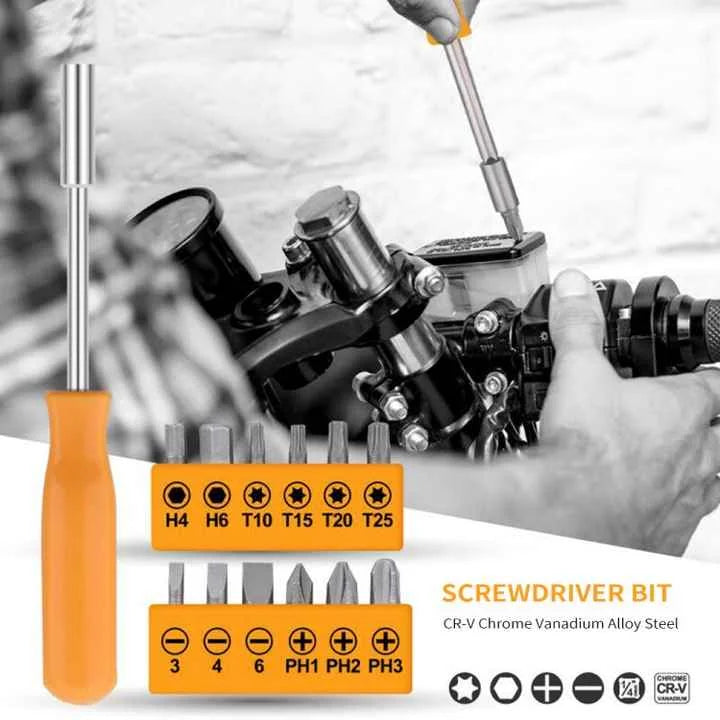 Yellow 24-Piece Household Tool Set Complete Home Repair Kit