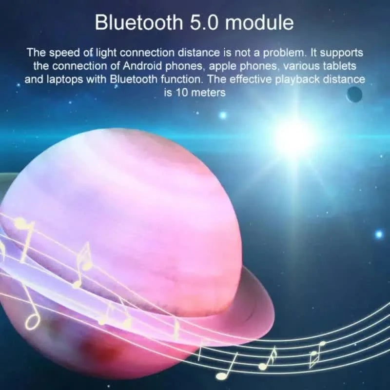 Yellow 3D Saturn Ring Bluetooth Speaker with Adjustable LED