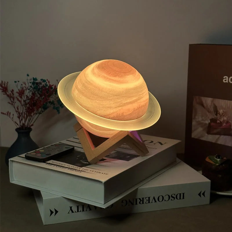 Yellow 3D Saturn Ring Bluetooth Speaker with Adjustable LED