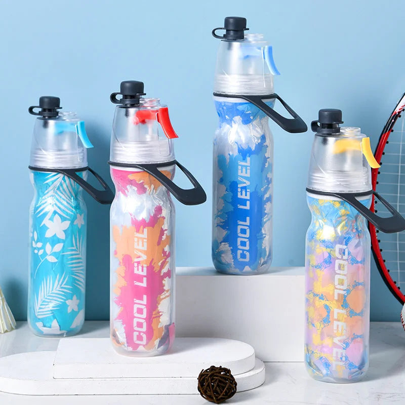 Yellow 500ML Insulated Sports Water Bottle with Cooling Mist