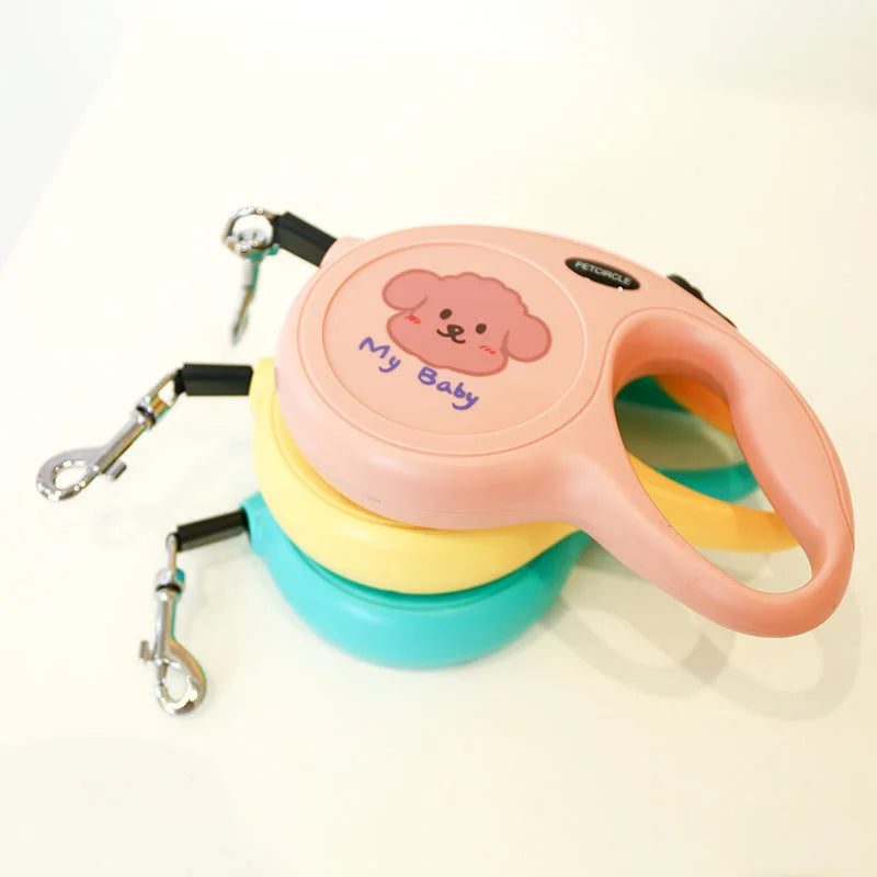 Yellow 5m Cartoon Retractable Dog Leash for Golden