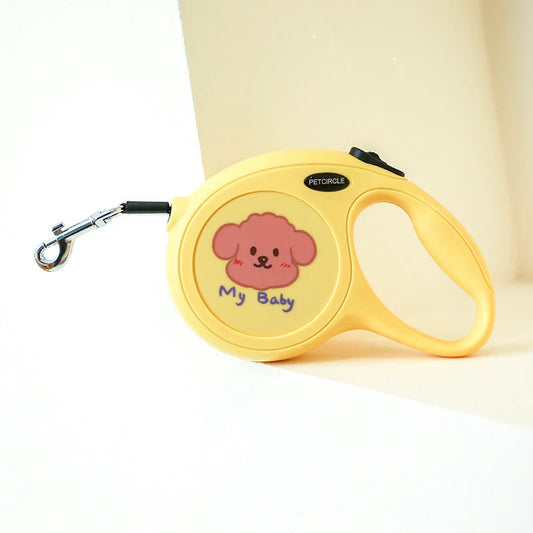 Yellow 5m Cartoon Retractable Dog Leash for Golden