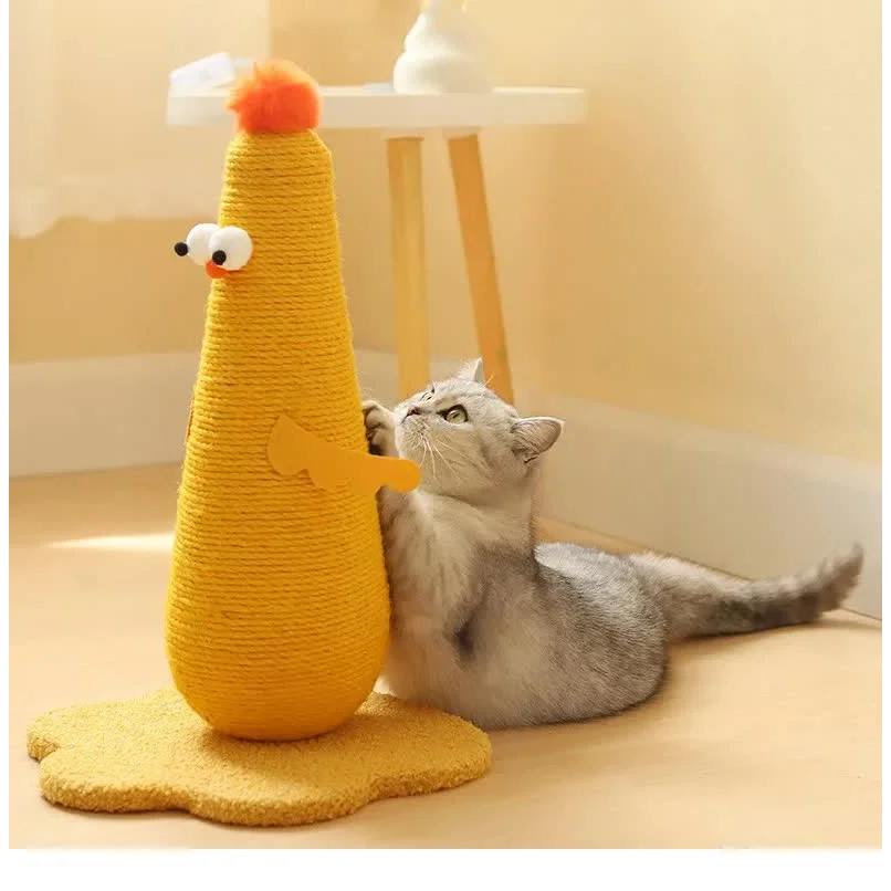 Yellow Adorable Chick Cat Scratching Post - Durable Sisal