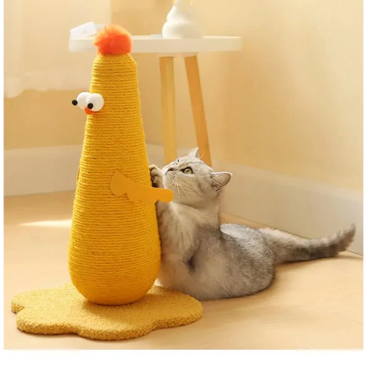 Yellow Adorable Chick Cat Scratching Post - Durable Sisal