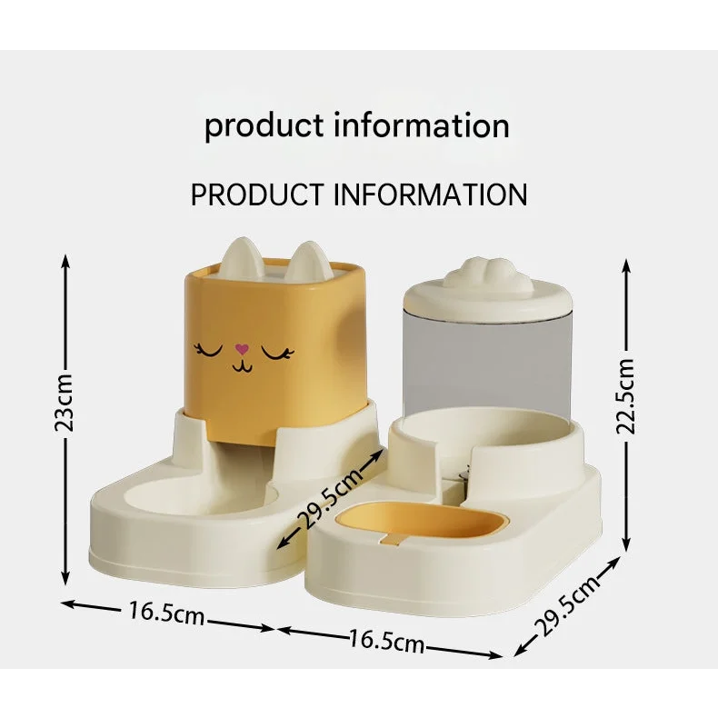 Yellow Automatic Pet Feeder and Water Dispenser Set - Large