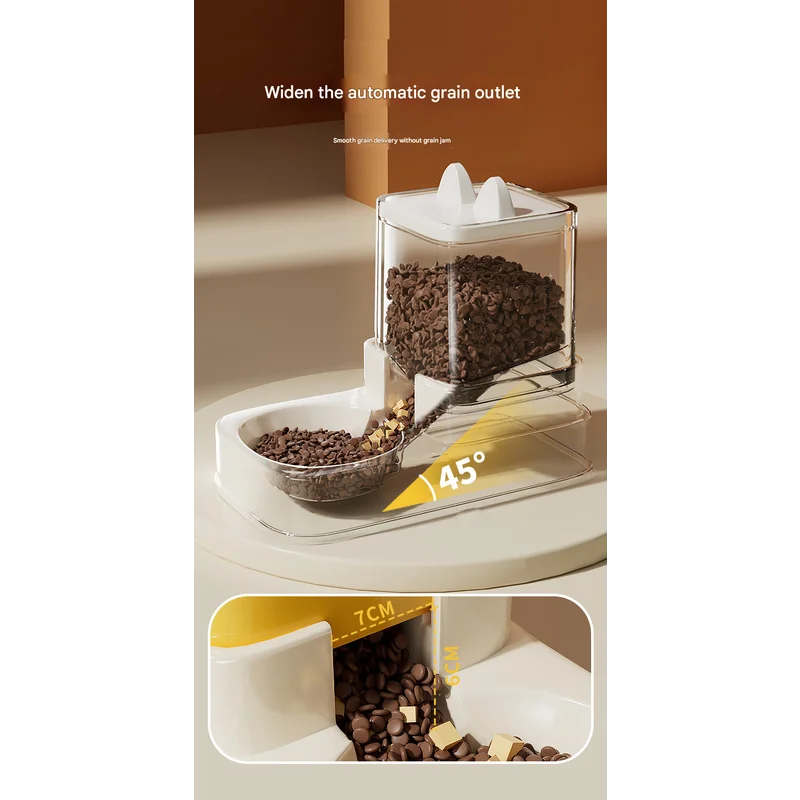 Yellow Automatic Pet Feeder and Water Dispenser Set - Large