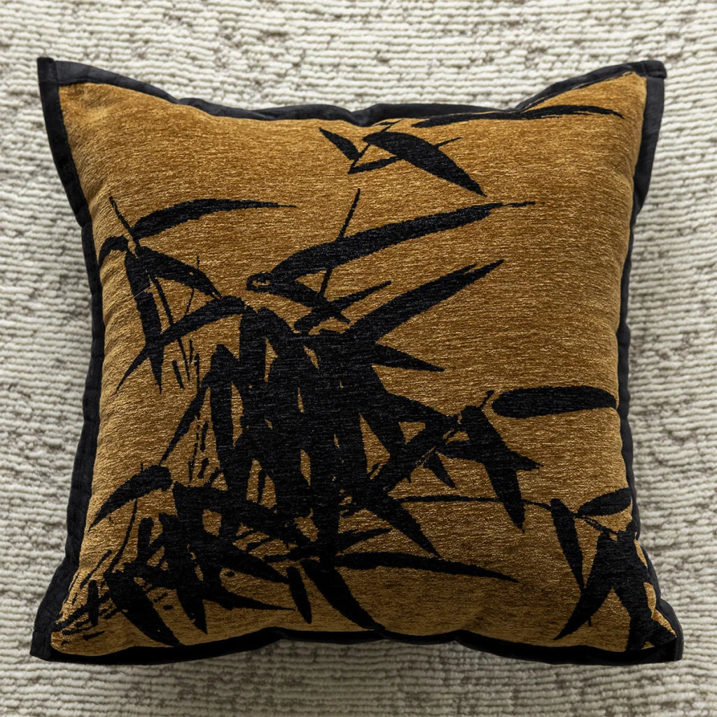 Yellow Background With Black Bamboo 45x45cm Decorative